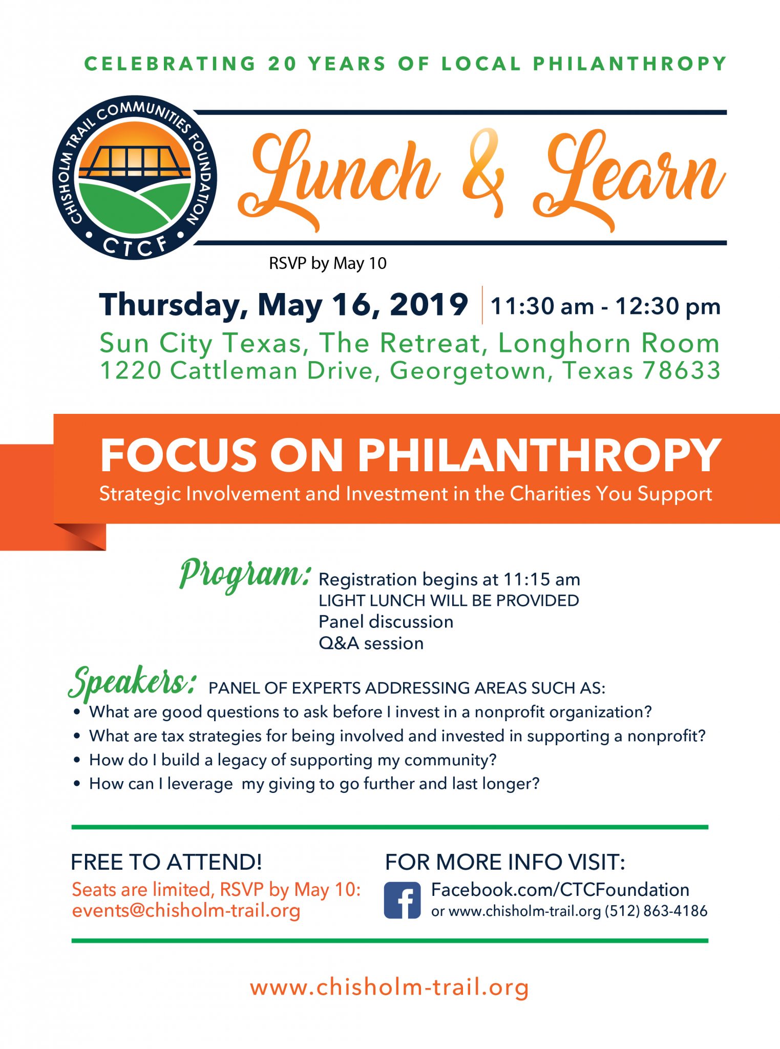 Lunch & Learn flyer - RSVP by May 10